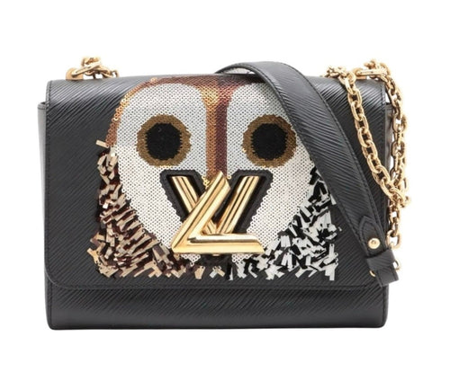 Louis Vuitton Black Epi Leather Sequin Owl Twist Shoulder Bag MM