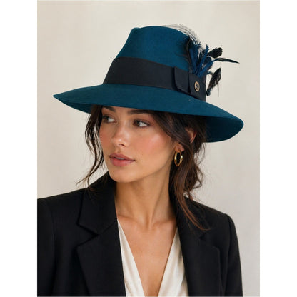 Gucci Teal Wide-Brim Fedora Hat - Size Small