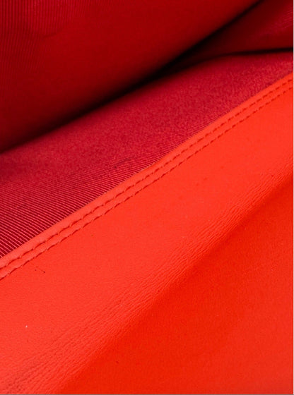 Chanel Red and Gold Stripe Patent Flap Wallet