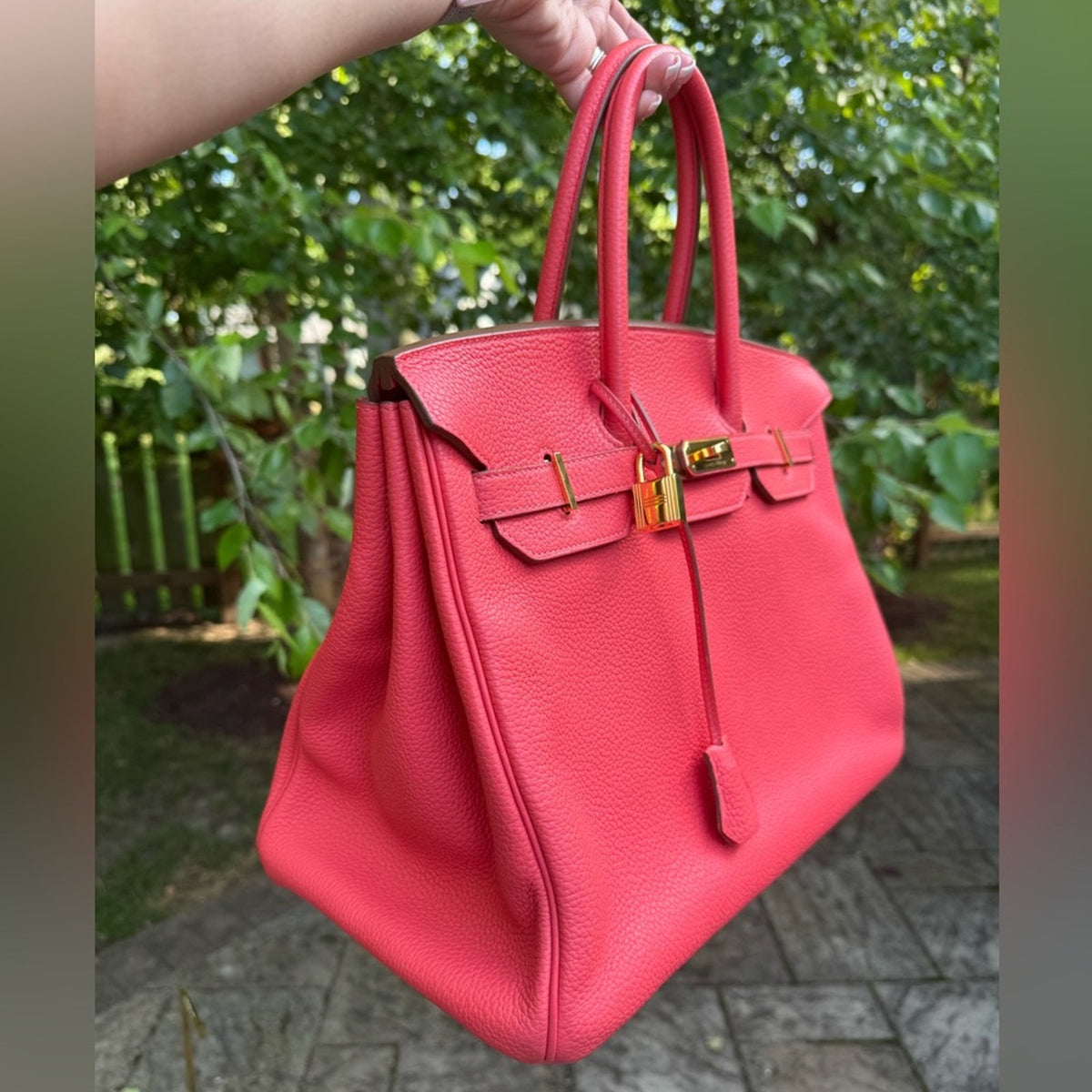 Hermes Birkin 35 Handbag Clemence Leather GHW Rose Jaipur