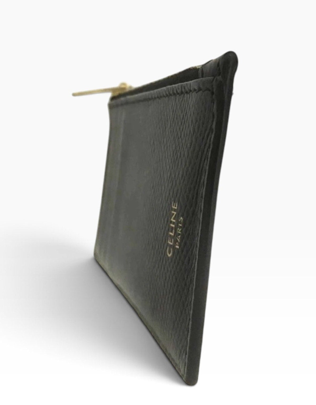 Celine Black Leather Zipped Card Holder