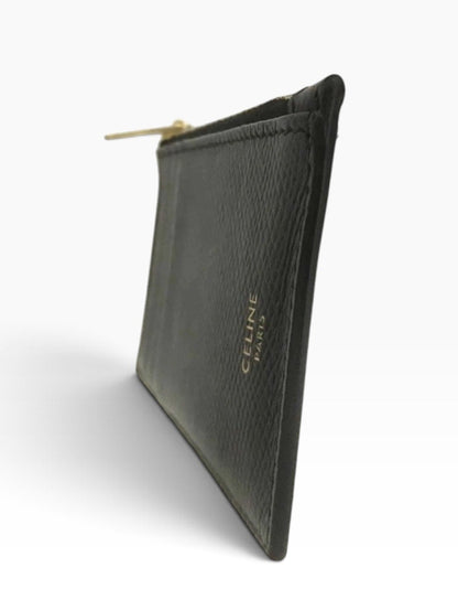 Celine Black Leather Zipped Card Holder