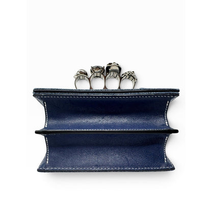 Alexander McQueen Denim Mini Jeweled Knuckle 2-Way Bag