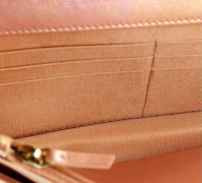 Chanel 19 Pink Iridescent Quilted Calfskin Leather Wallet on Chain
