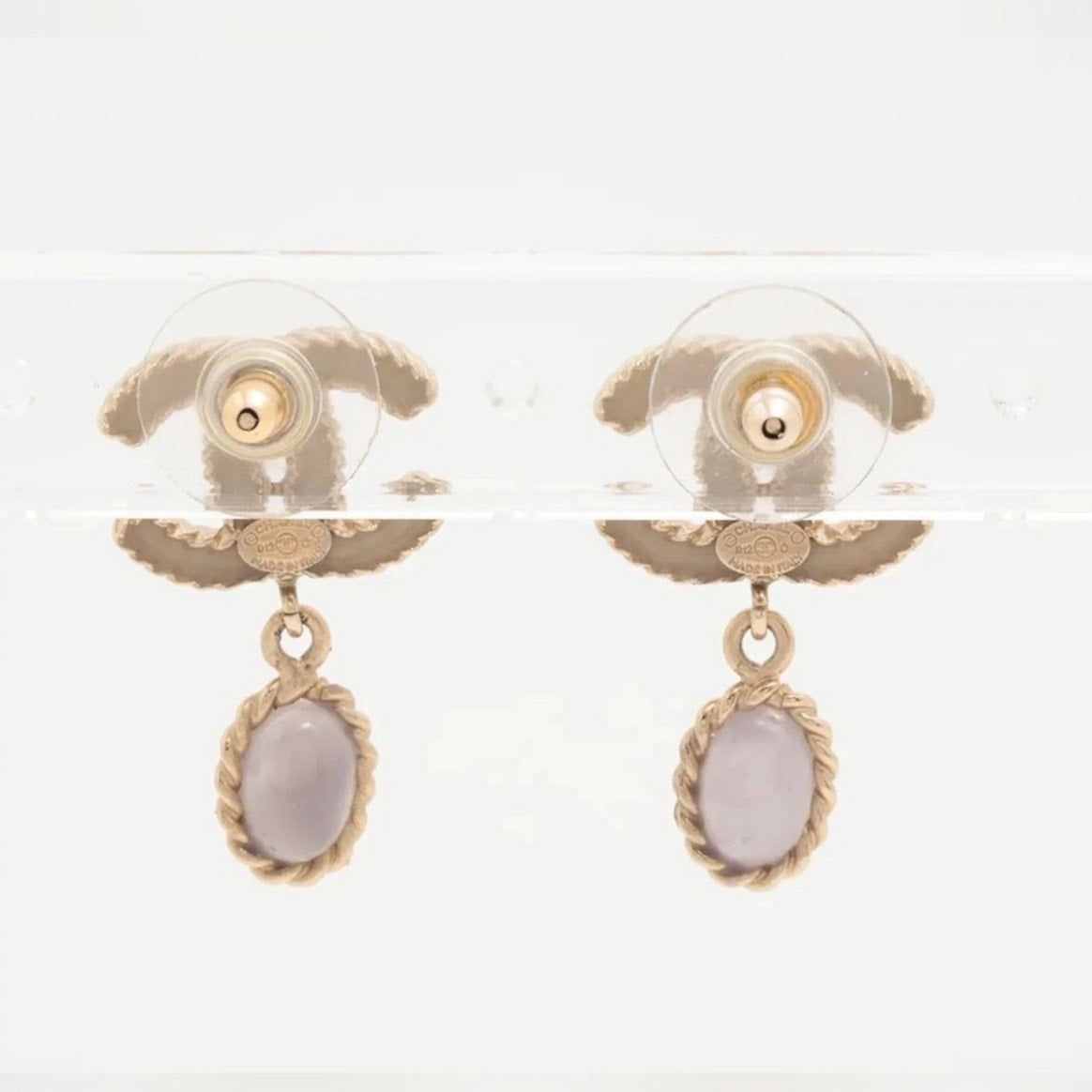 Chanel Gold CC Drop Earrings Pierced