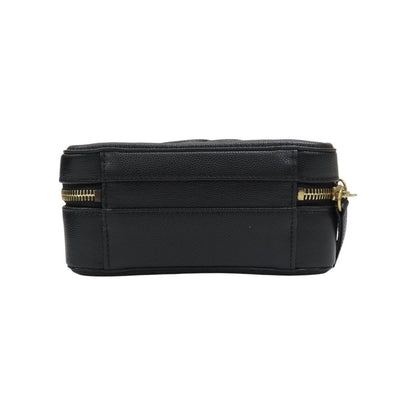 Chanel Black Quilted Caviar Leather CC Filigree Vanity Case Small