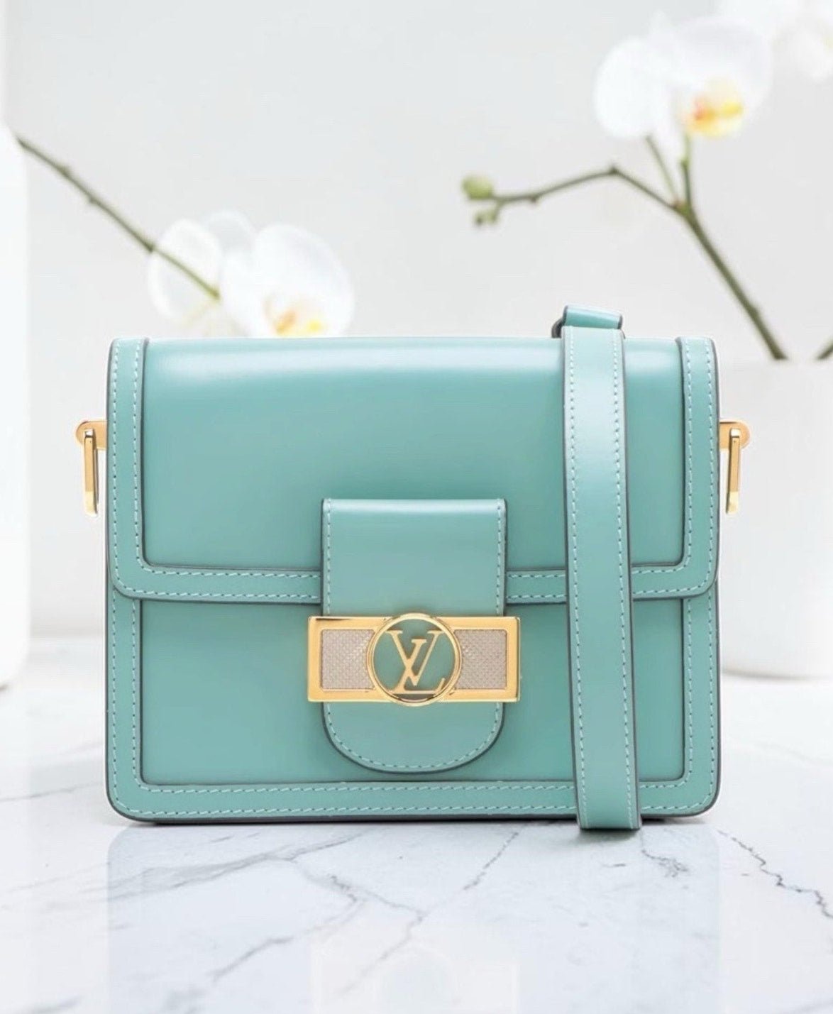 Louis Vuitton Teal Leather Mini Dauphine Shoulder Bag
