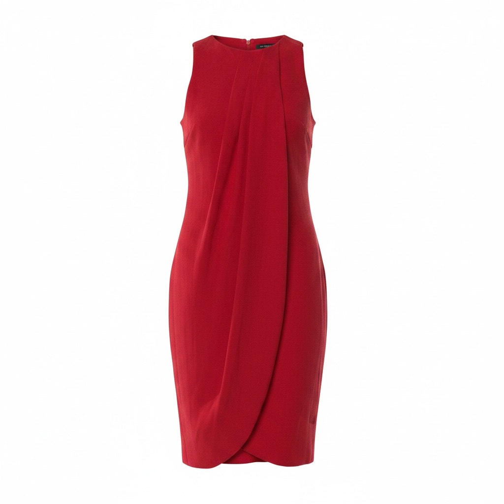 Max Mara Sleeveless Red Draped Cocktail Dress - US 4