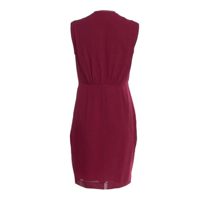Burberry London Burgundy Silk V- Neck Mini Dress - US 4