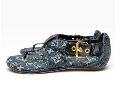 Louis Vuitton Monogram Denim Sandals — Size 36.5
