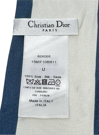Christian Dior Blue Floral Mitzah Silk Scarf Twilly