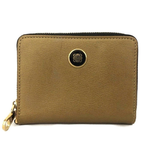 Loewe Metallic Gold Zip Around Wallet/Card Case/Key Holder