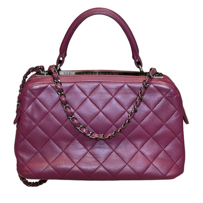 Chanel Burgundy Quilted Leather Medium Trendy Top Handle Bowling Bag