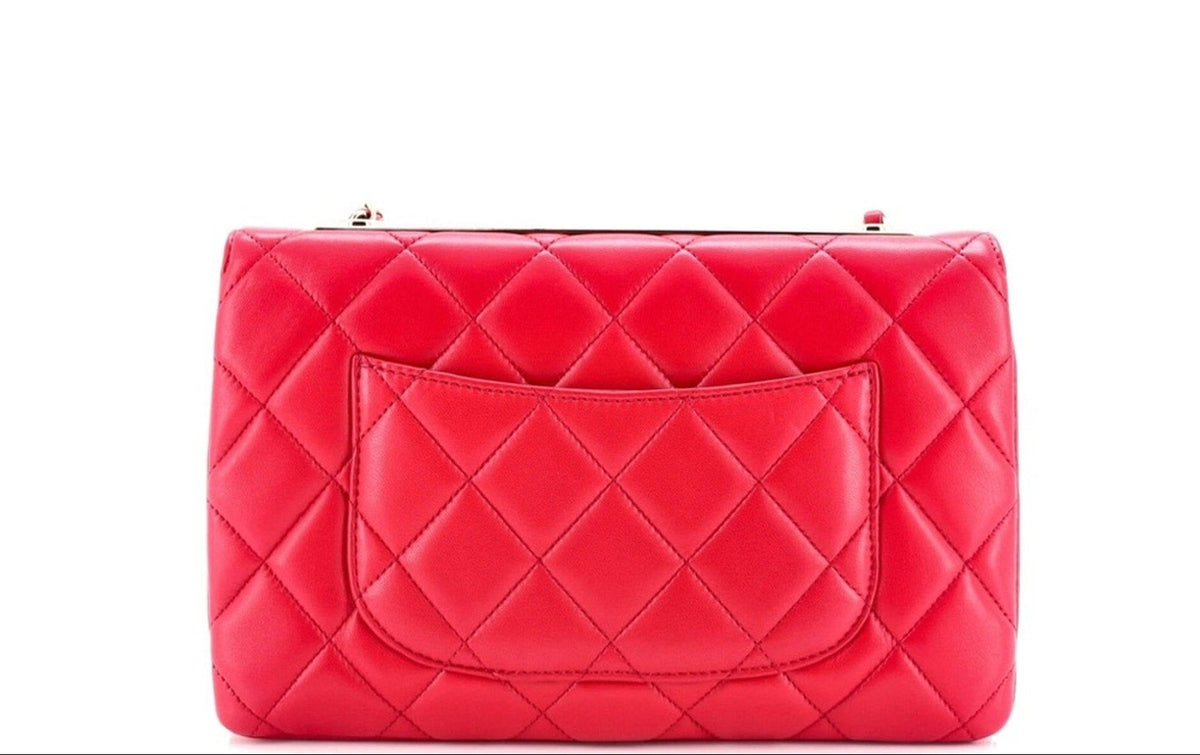 Chanel Red Quilted Lambskin Leather Medium Trendy CC Flap Bag NWT
