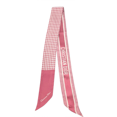 Christian Dior Pink 30 Montaigne Mitzah Silk Scarf Twilly