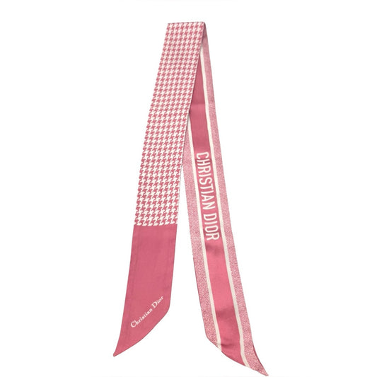 Christian Dior Pink 30 Montaigne Mitzah Silk Scarf Twilly