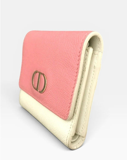 Christian Dior Pink and Cream Leather 30 Montaigne Compact Wallet