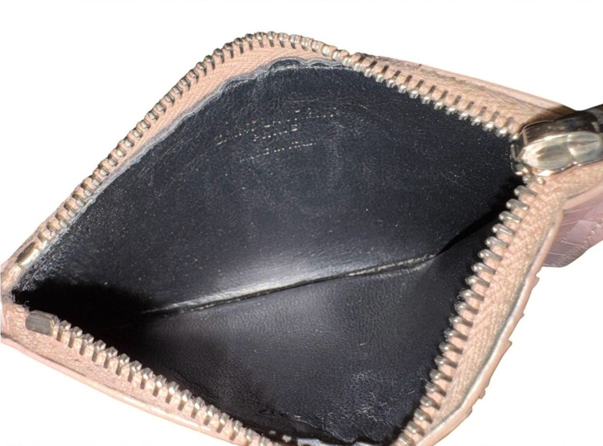 Saint Laurent Pink Croc-Embossed Fragments Zip Card Holder YSL