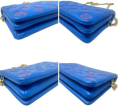 Louis Vuitton Blue/Red Embossed Monogram Pochette Coussin