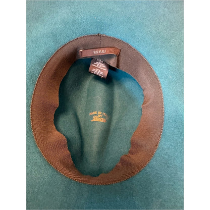 Gucci Teal Wide-Brim Fedora Hat - Size Small