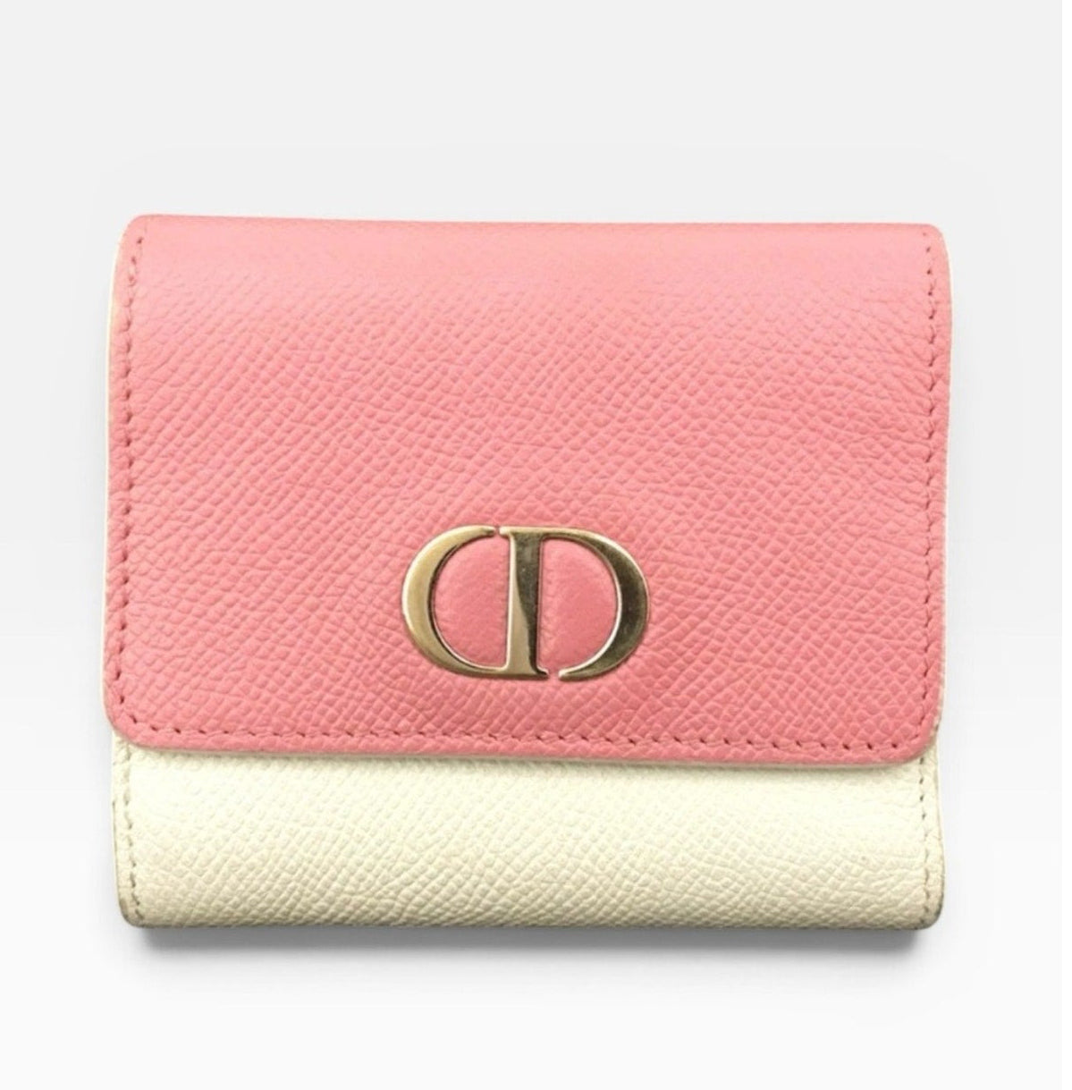 Christian Dior Pink and Cream Leather 30 Montaigne Compact Wallet