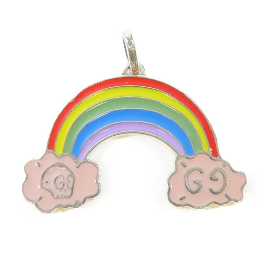 Gucci 925 Sterling Silver Ghost Rainbow Necklace Pendant Charm