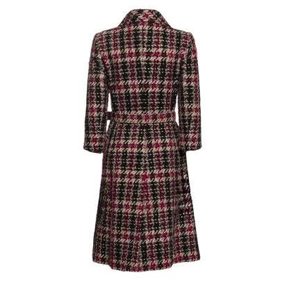 Dolce & Gabbana Black, Brown, Cream & Pink Plaid Coat - US 4