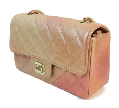 Chanel Metallic Pink Ombré Lambskin Quilted Classic Mini Flap Bag
