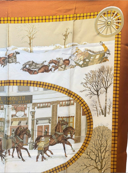 Hermes L’Hiver en Poste Carre 90 Silk Scarf