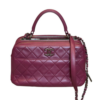 Chanel Burgundy Quilted Leather Medium Trendy Top Handle Bowling Bag