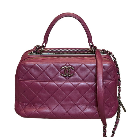 Chanel Burgundy Quilted Leather Medium Trendy Top Handle Bowling Bag
