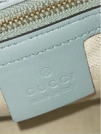 Gucci GG Canvas Web Stripe Boston Bag - Light Blue/Teal