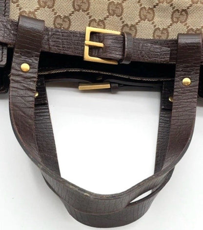 Gucci Brown GG Canvas and Leather Horizontal Belt Tote