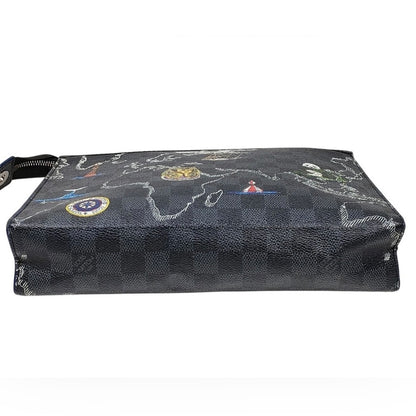 Louis Vuitton Damier Graphite Pochette Voyage Limited Edition Renaissance Map