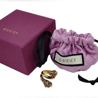 Gucci Gold Double Tiger Head Ring - Size 6