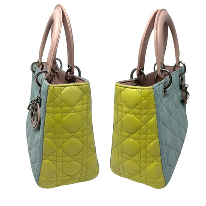 Christian Dior Pastel Tricolor Leather Medium Lady Dior Bag