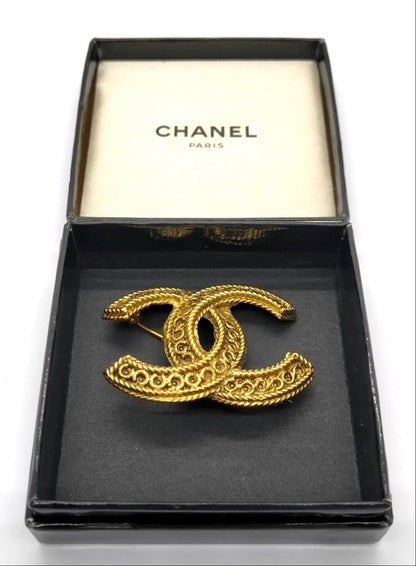 Chanel Gold-Plated CC Logo Brooch