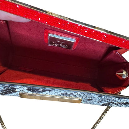 Christian Louboutin Rare Python Leather Cherry Pattern Studded Shoulder Bag
