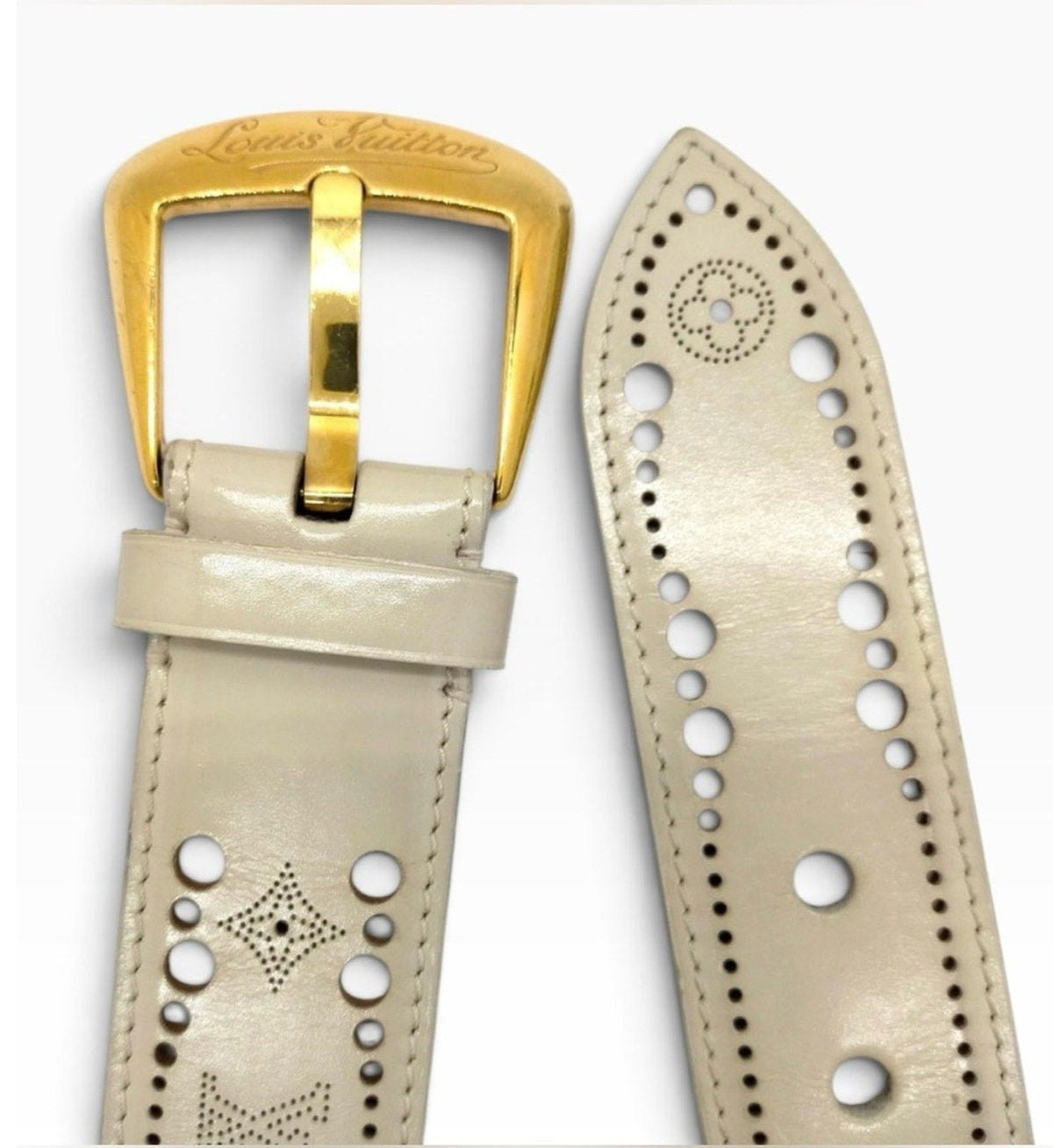 Louis Vuitton Ivory Leather Phoenix Belt - Size 85/34