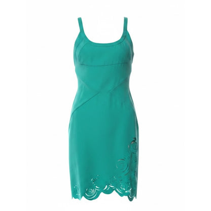 Versace Teal Laser-Cut Mini Dress - US 4