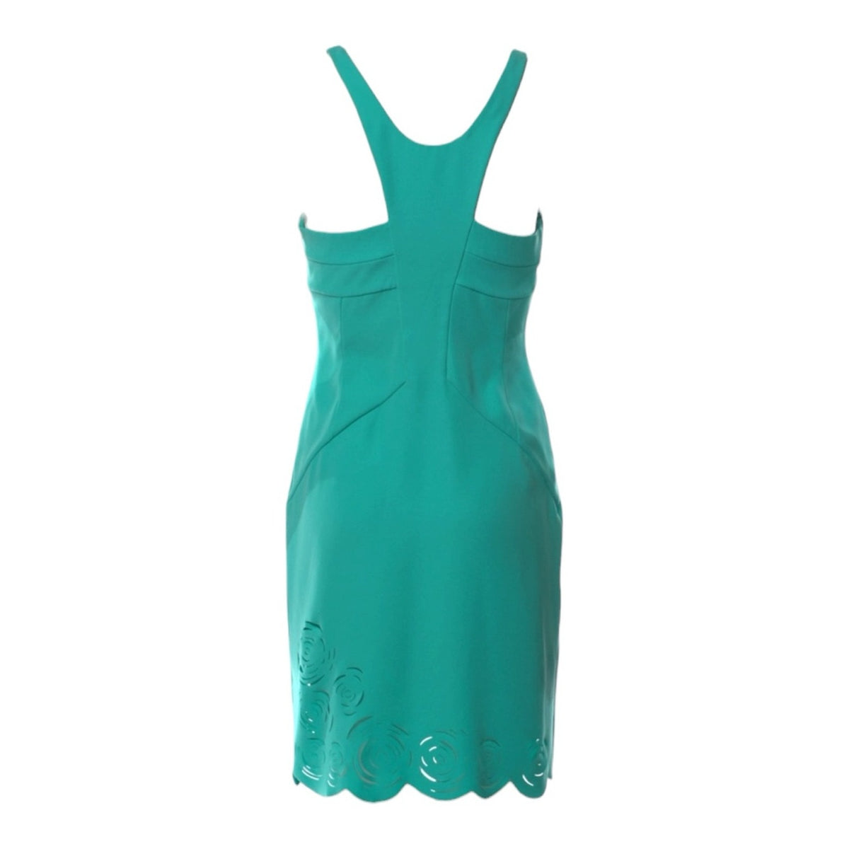 Versace Teal Laser-Cut Mini Dress - US 4