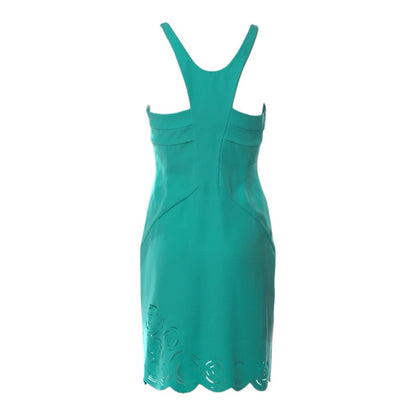 Versace Teal Laser-Cut Mini Dress - US 4