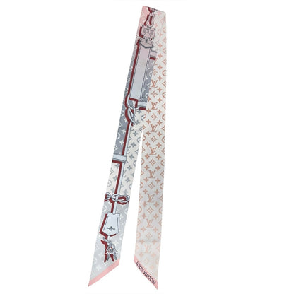 Louis Vuitton Pink, White, & Grey Silk Ultimate Monogram Bandeau BB Twilly