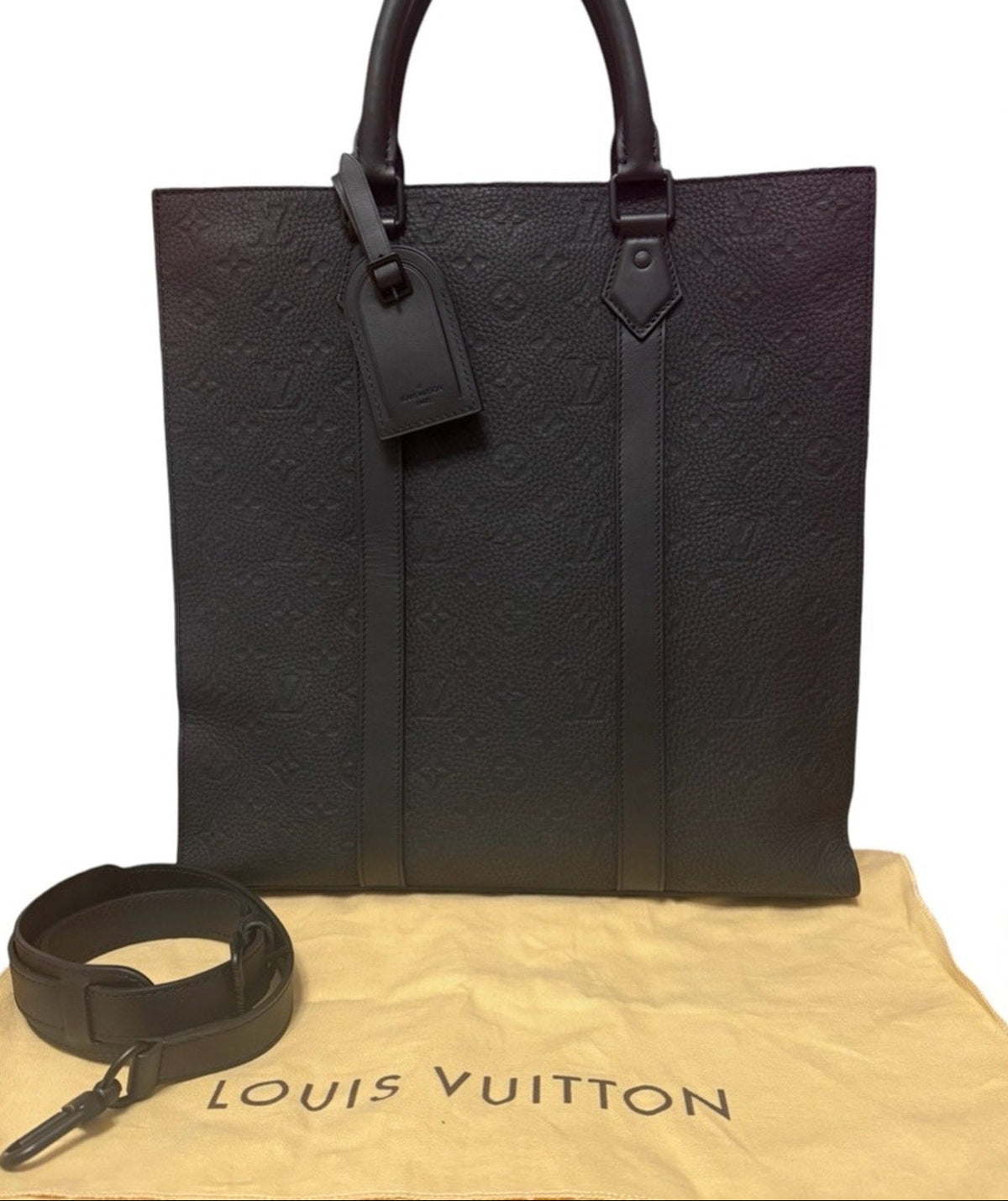 Louis Vuitton Black Monogram Taurillon Leather Sac Plat NV Bag