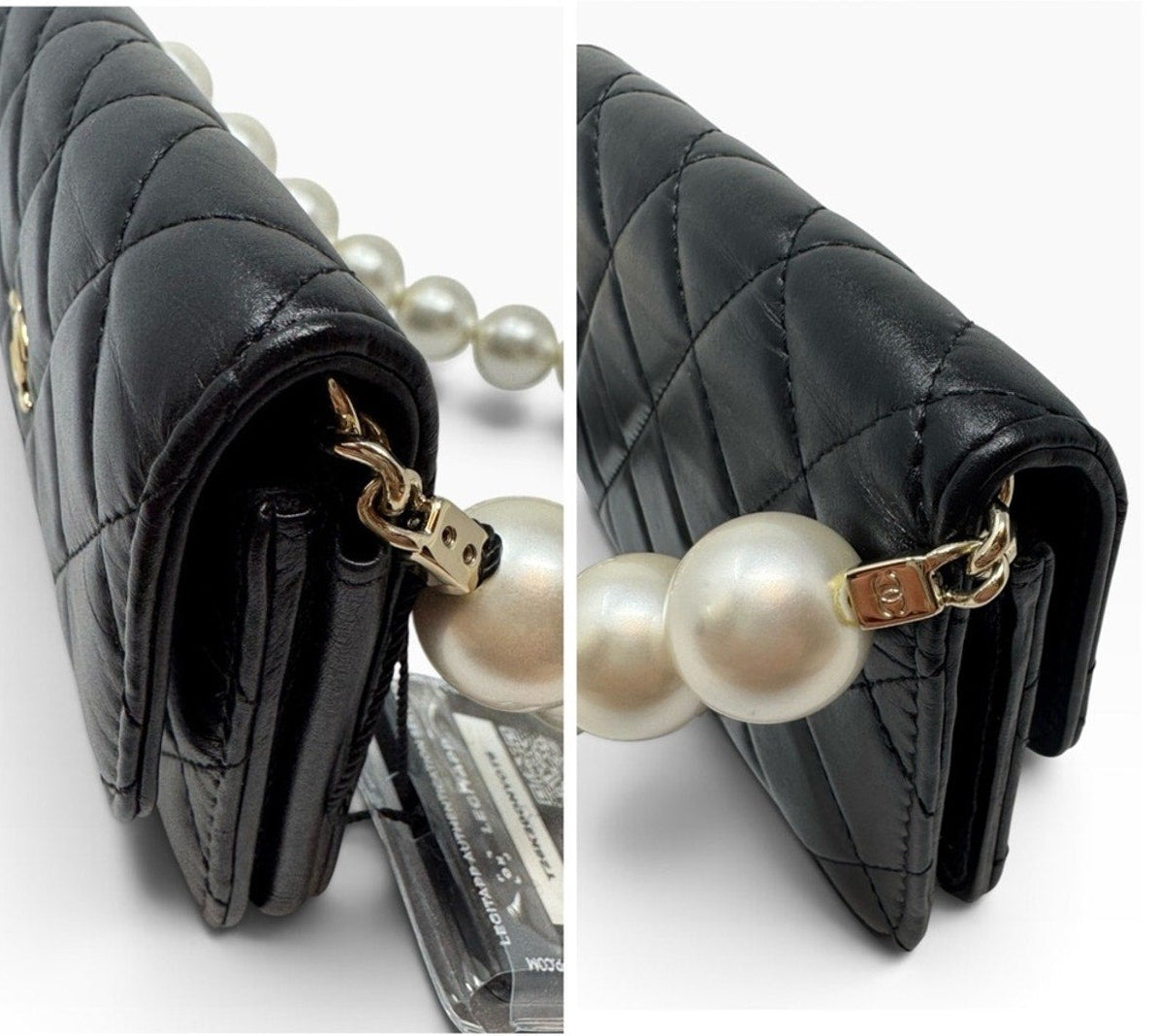 Chanel Black Quilted Lambskin Maxi Pearls Mini Crossbody