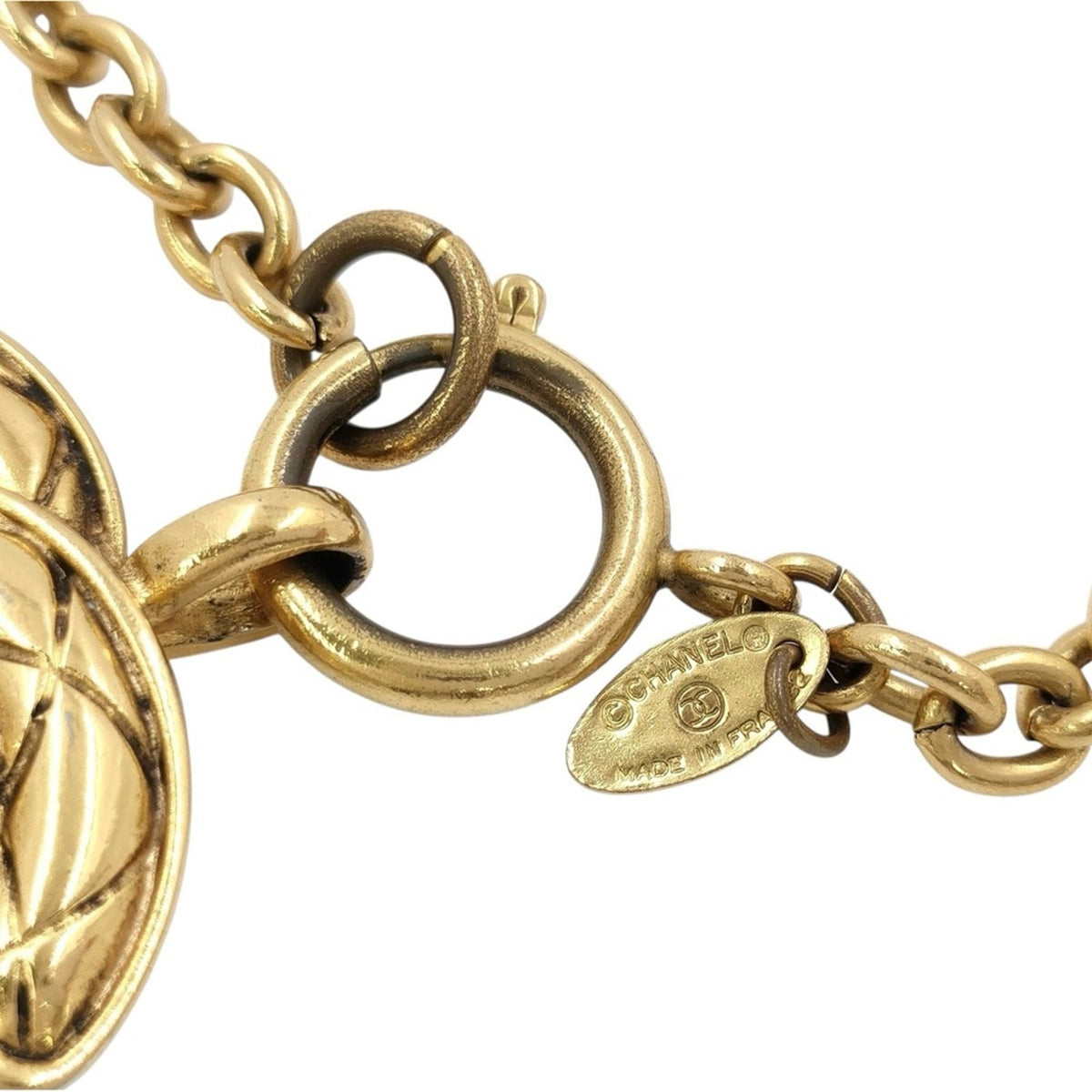 Chanel Gold-Plated Coco Mark Matelasse Necklace, Small