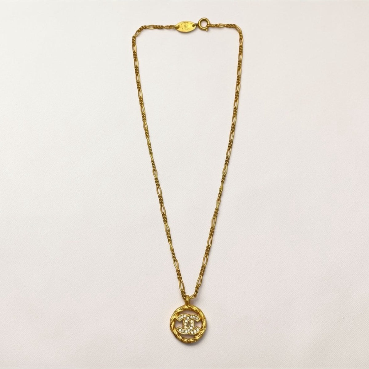 Chanel Gold-Plated Coco Mark Rhinestone Necklace