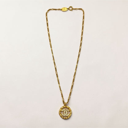 Chanel Gold-Plated Coco Mark Rhinestone Necklace