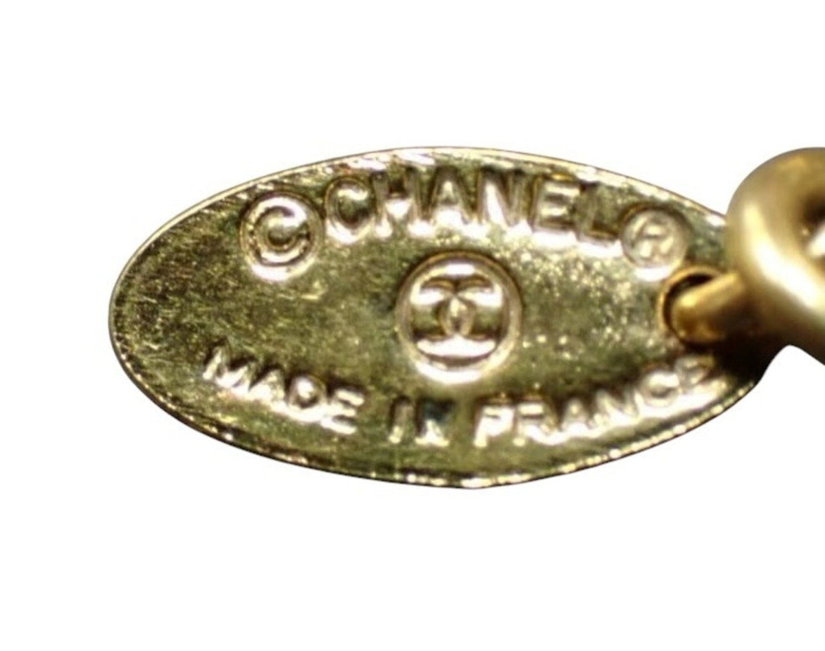 Chanel Vintage Gold-Plated CC Diamond-Shaped Pendant Necklace