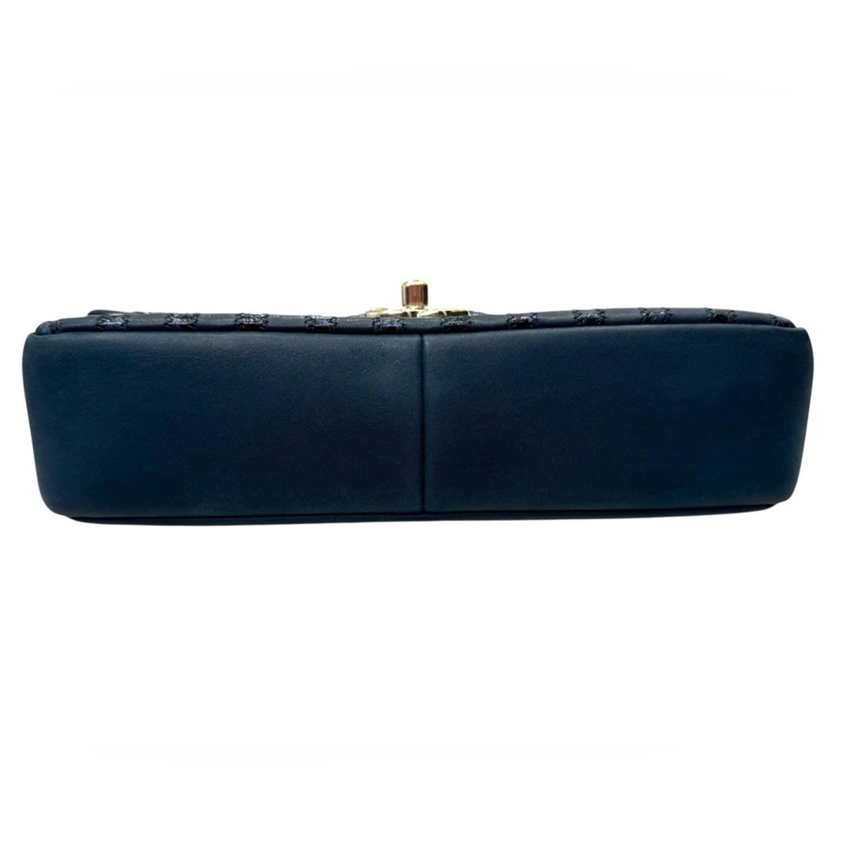 Chanel Navy Leather and Snakeskin Chevron Medium Single Flap Bag